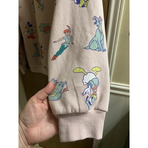 Disney 100 Womens SWEATSHIRT, XL 15-17, Pink, Donald Duck, Dumbo, Peter Pan - Picture 12 of 12